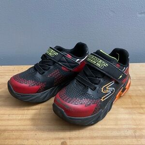 Skechers Kids' Red and Black Lightning Light Up Sneakers Size 8